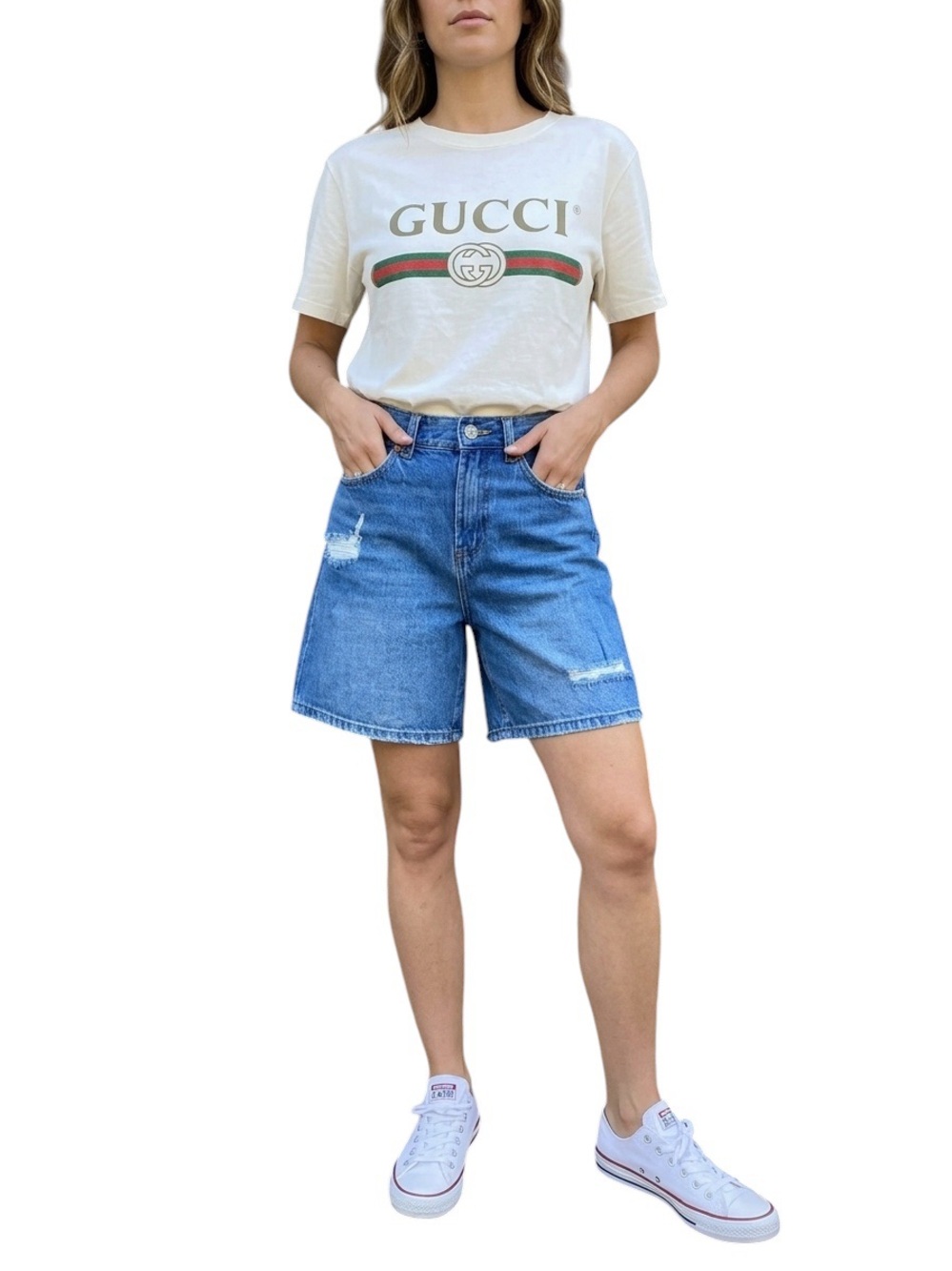 Sincerely Jules Blue Bermuda Denim Shorts 25 Cotton High-Rise Distressed